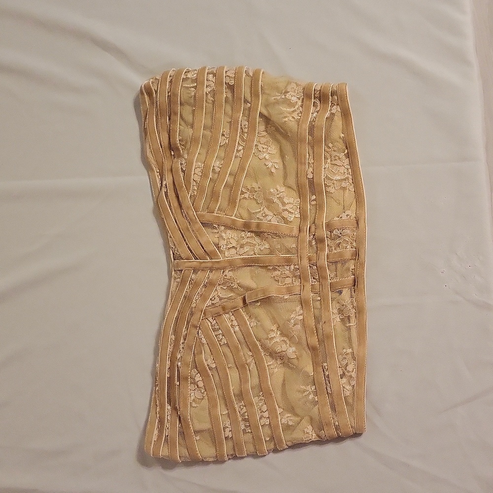 Free People Beige Lace Strapless Crop Top